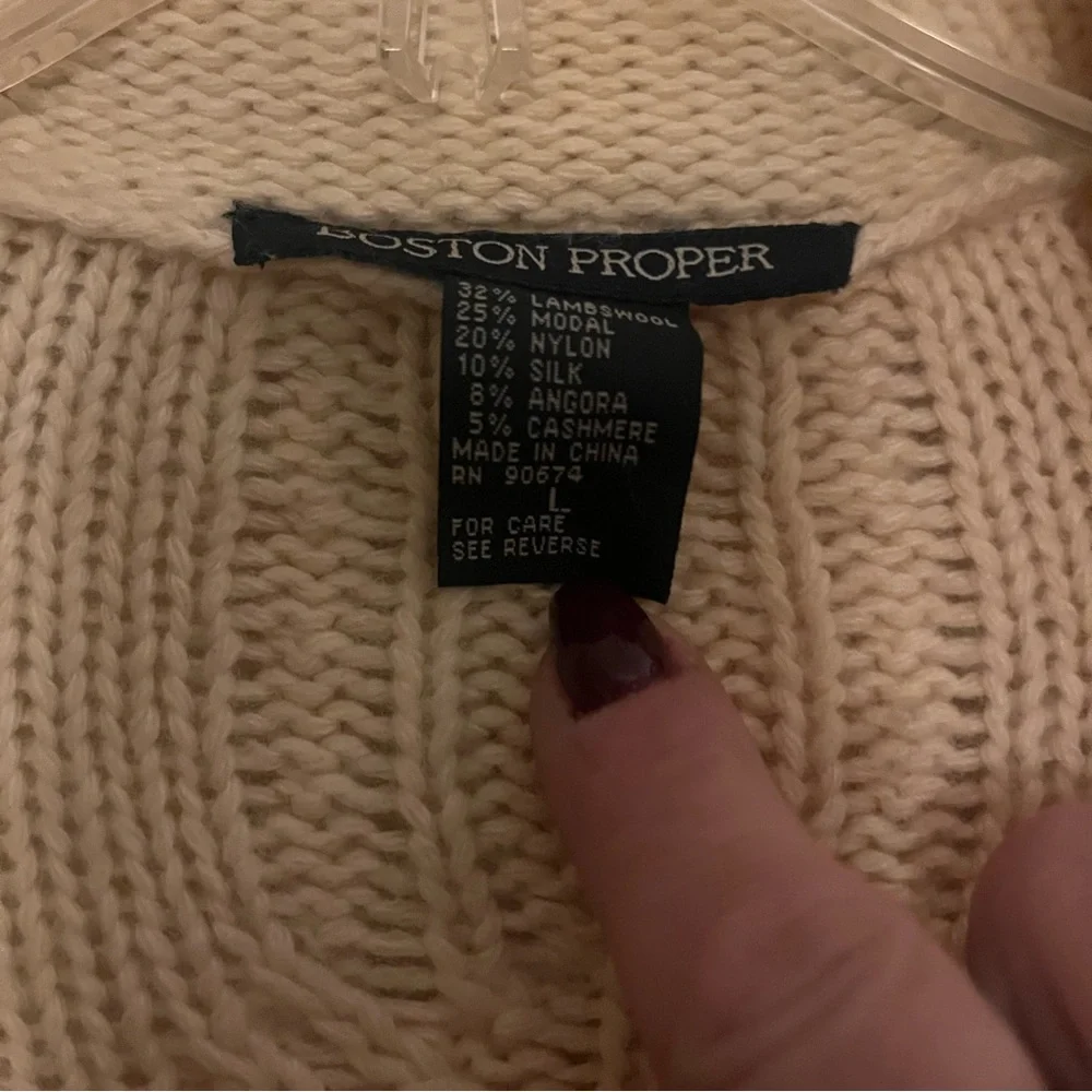 Boston Proper Sweaters | Lambswool Cardigan Cableknit - Picture 5 of 5